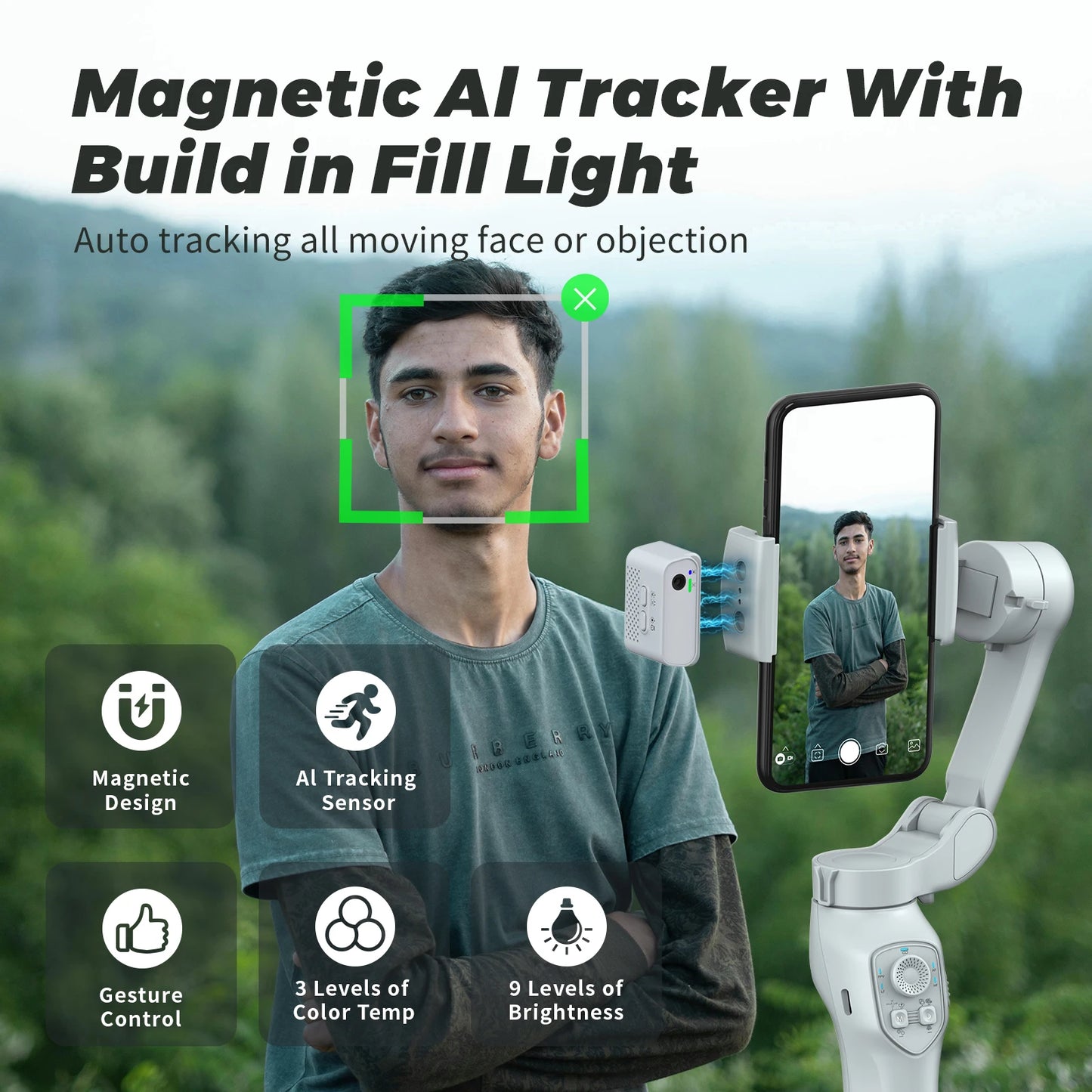 L7Cpro Plus Gimbal Stabilizer – AI Ansiktsigenkänning & Fjärrkontroll