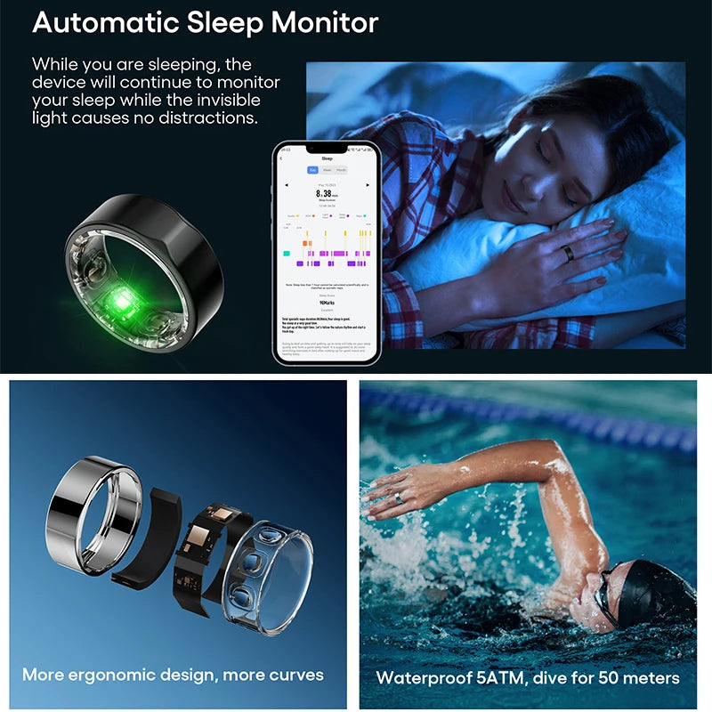 J-Style 2301B Bluetooth Smart Ring – Fitness, Hälsa och Sömnmonitor för Alla