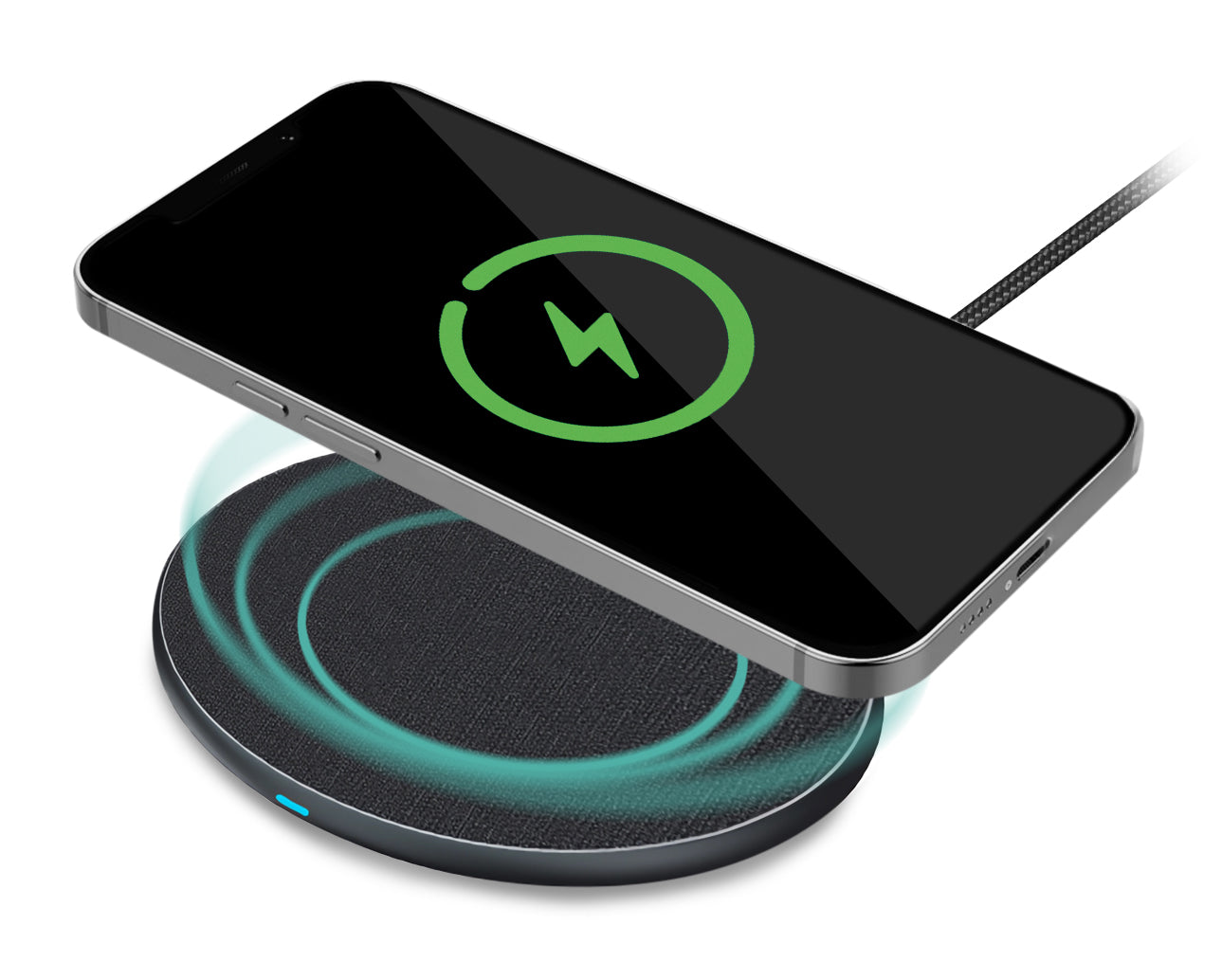 Mobilize Wireless Fast Charger Flat 5W/7.5W/10W/15W Pu Leather Grey