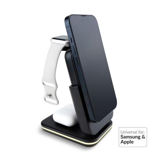 Mobilize 4In1 Wireless Charger Station With Detachable Power Bank 5000Mah Black