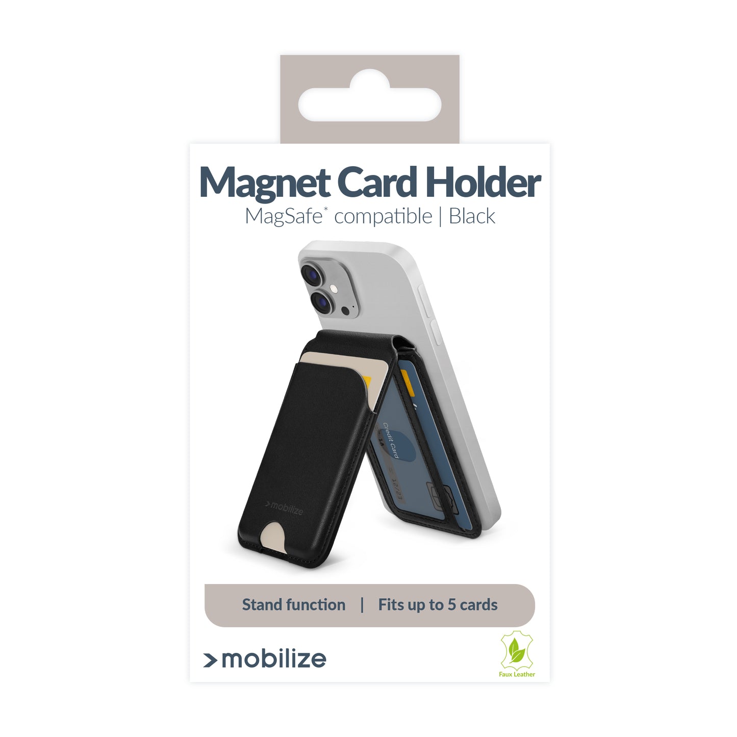 Mobilize Magsafe Compatible Magnet Card Holder With Stand Function Black