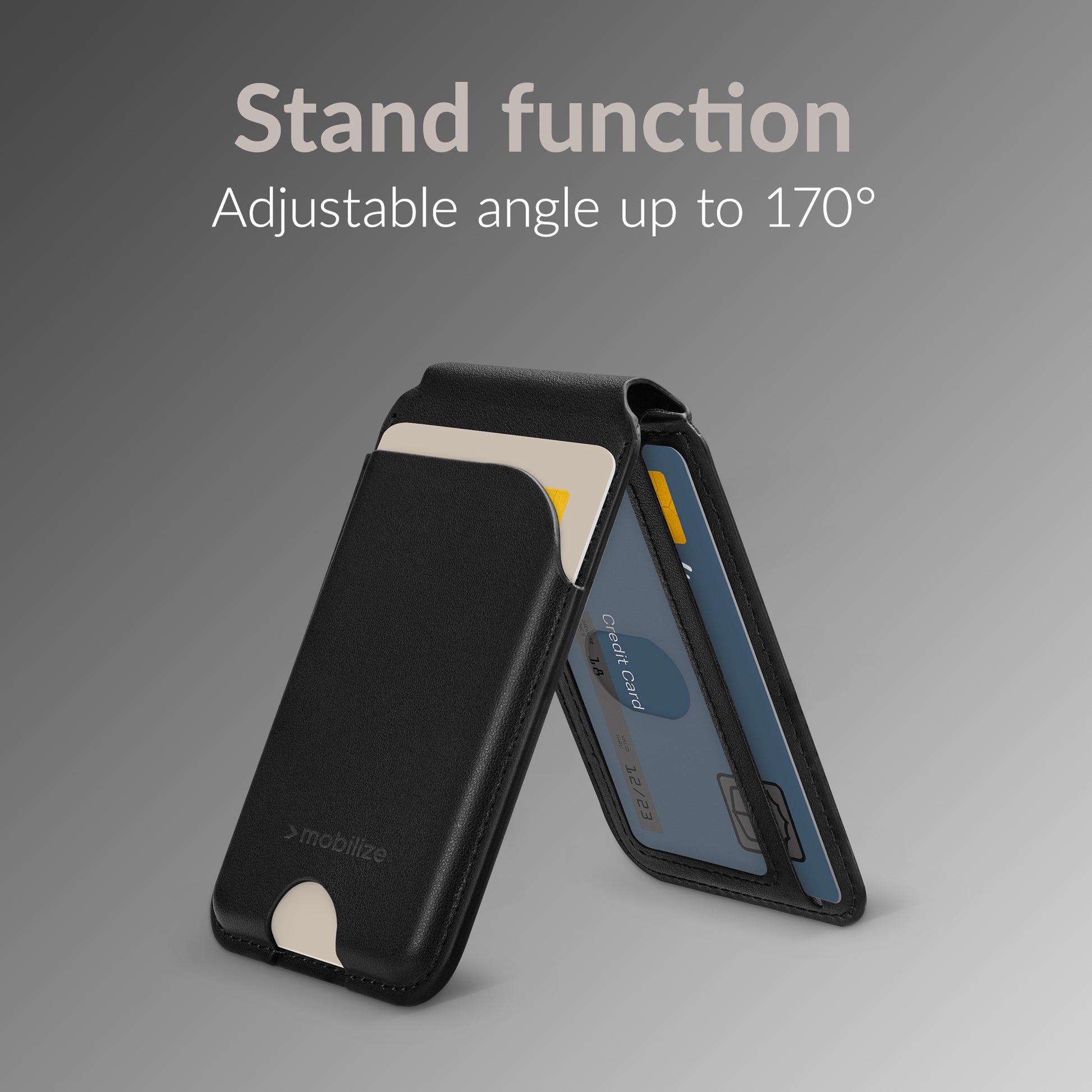 Mobilize Magsafe Compatible Magnet Card Holder With Stand Function Black