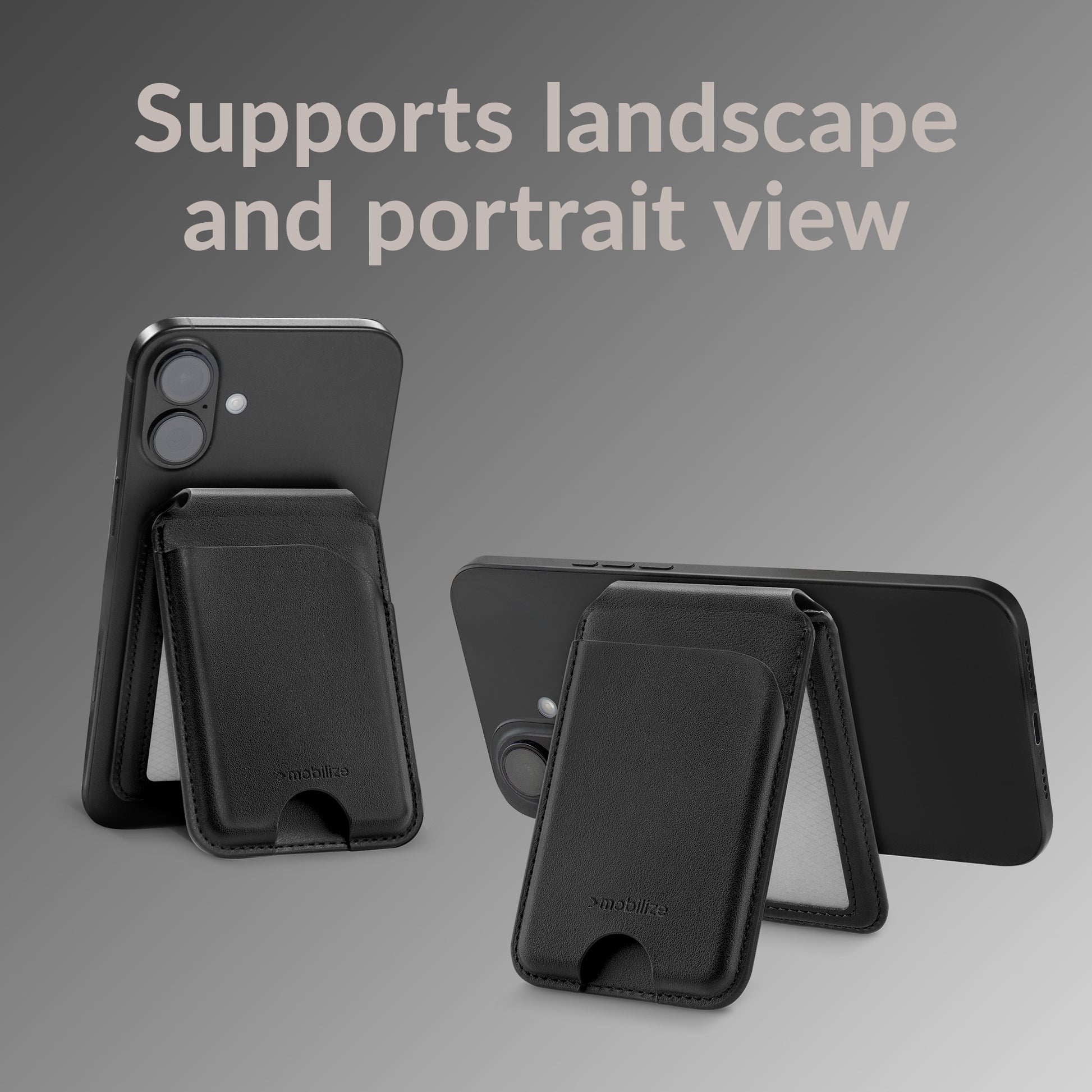 Mobilize Magsafe Compatible Magnet Card Holder With Stand Function Black