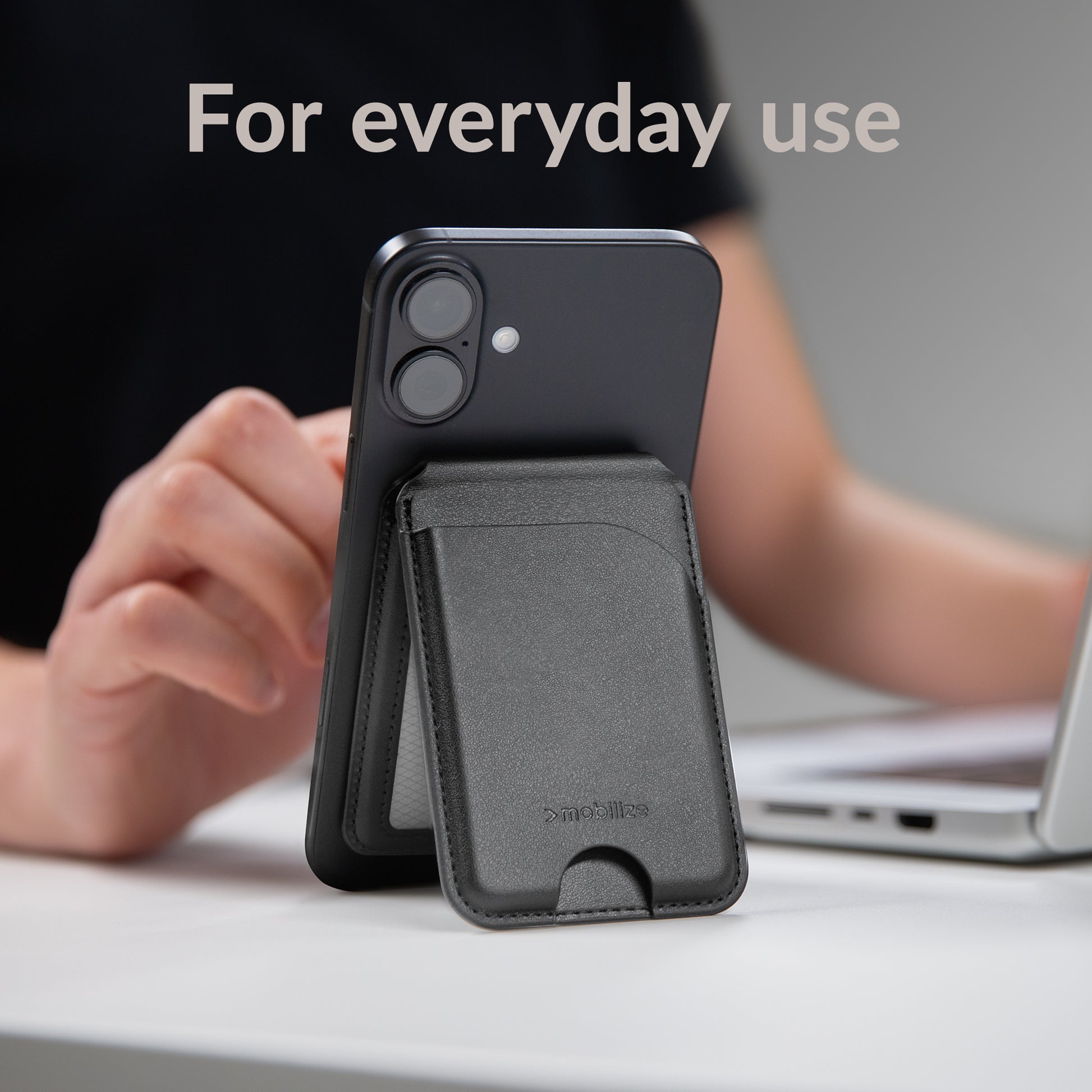 Mobilize Magsafe Compatible Magnet Card Holder With Stand Function Black