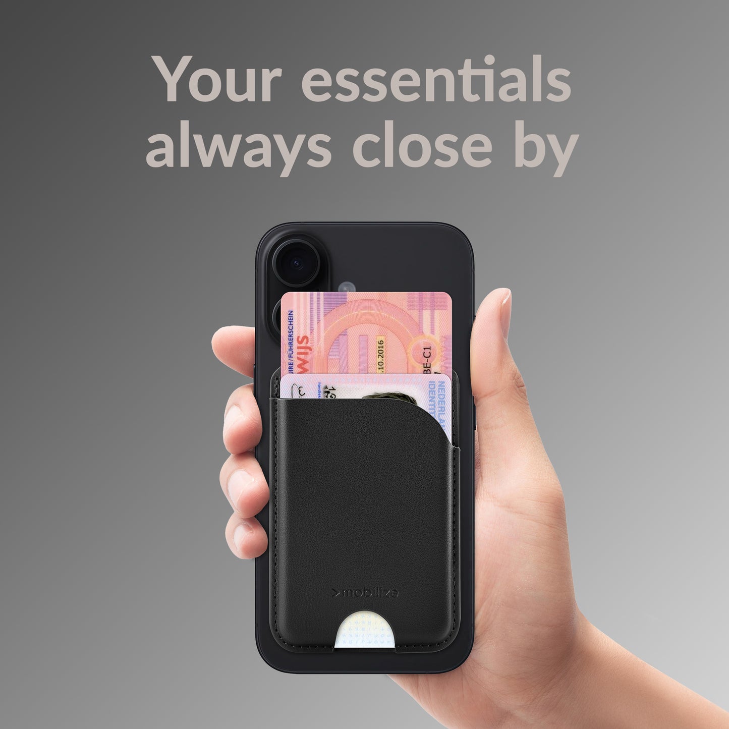 Mobilize Magsafe Compatible Magnet Card Holder With Stand Function Black