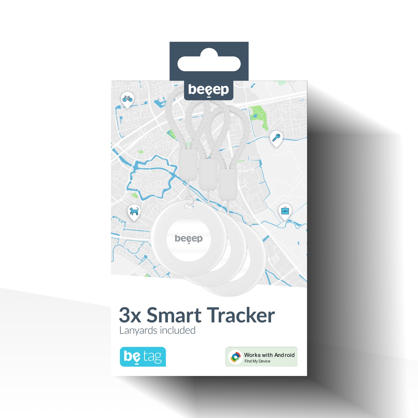 Beeep Betag Android Tracker White & Keychain White - 3 Pack