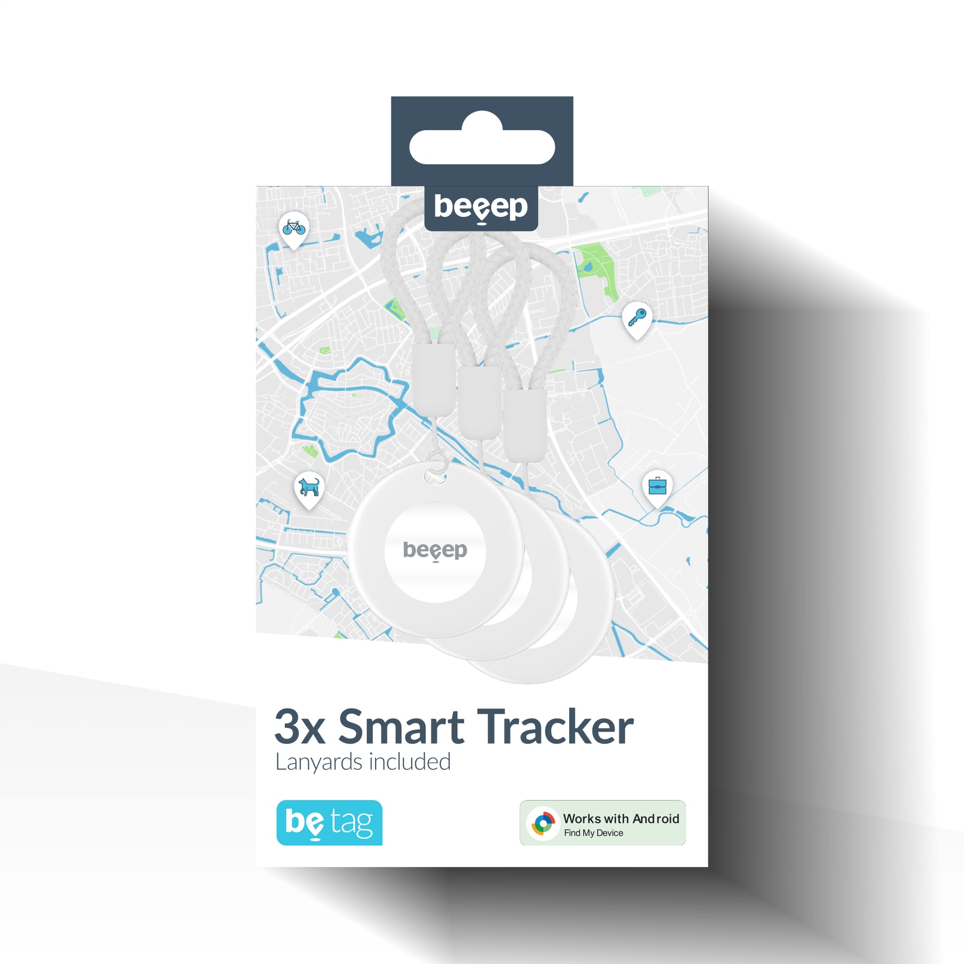 Beeep Betag Android Tracker White & Keychain White - 3 Pack