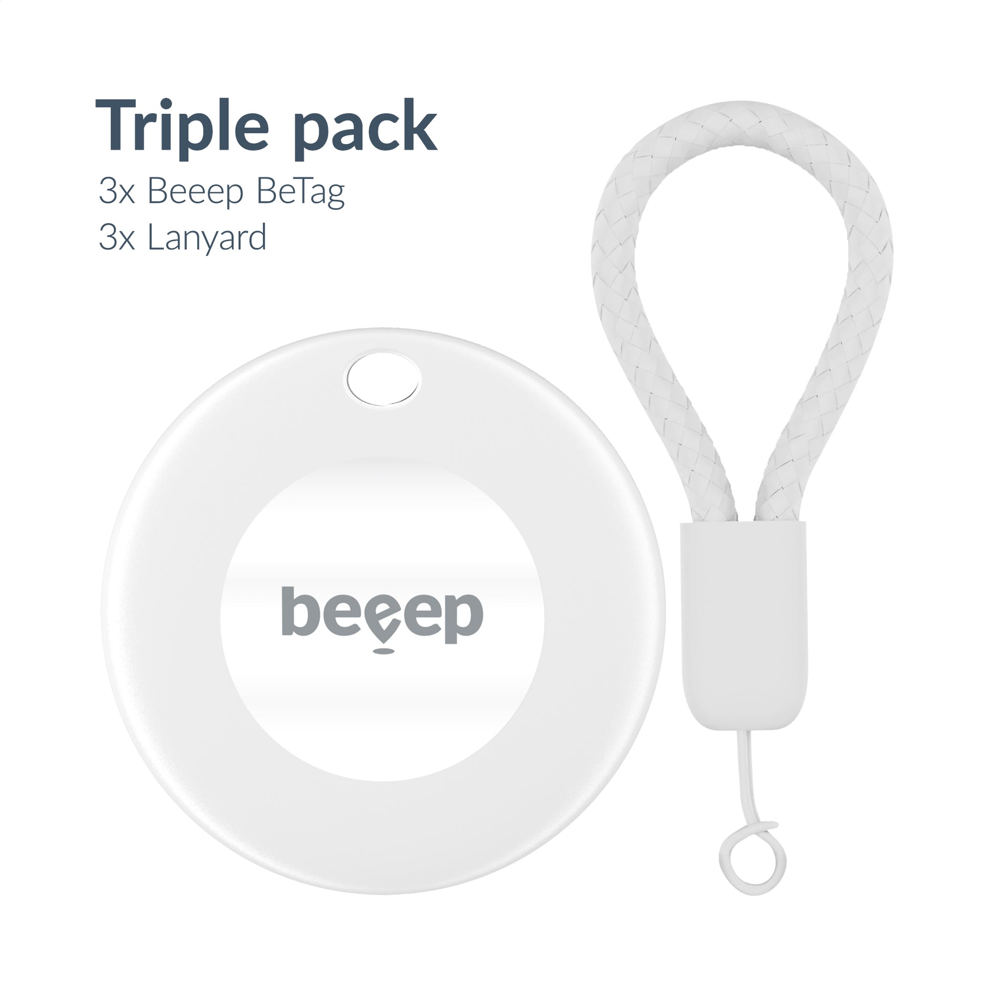 Beeep Betag Android Tracker White & Keychain White - 3 Pack
