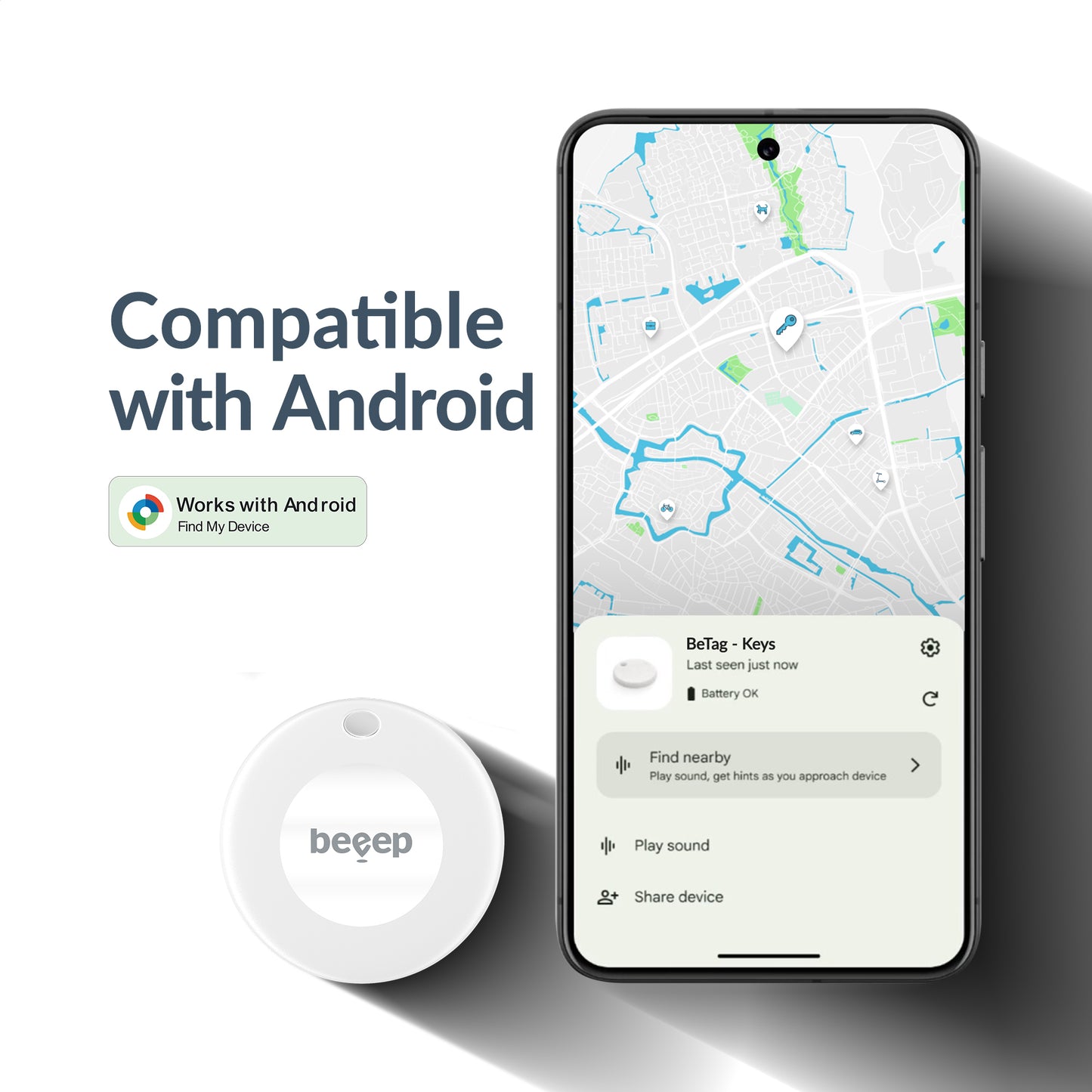 Beeep Betag Android Tracker White & Keychain White - 3 Pack
