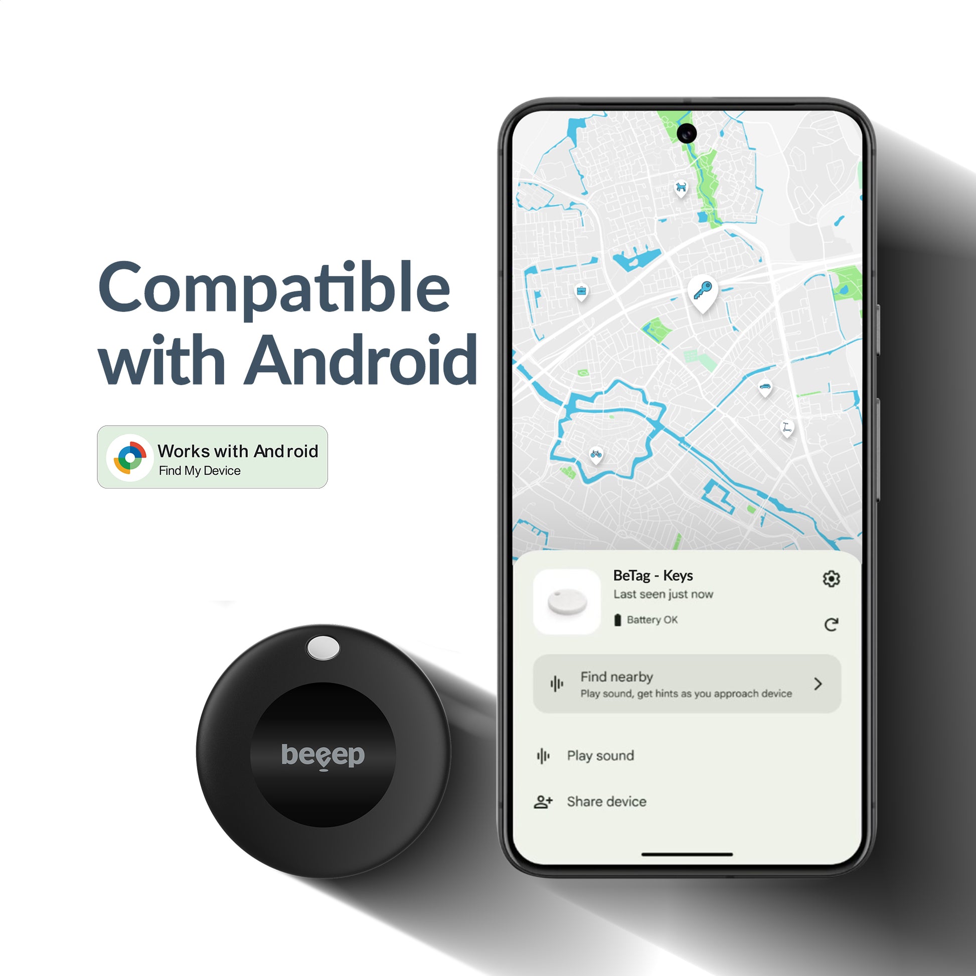 Beeep Betag Android Tracker Black & Bicycle Bell
