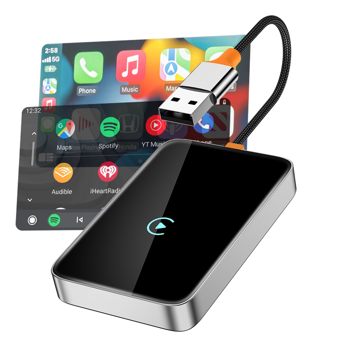 Mobilize Premium 2In1 Adapter For Wireless Apple Carplay/Android Auto Black