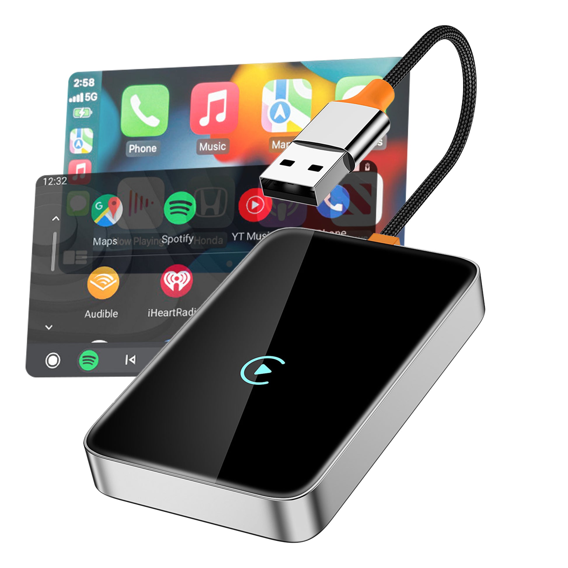 Mobilize Premium 2In1 Adapter For Wireless Apple Carplay/Android Auto Black