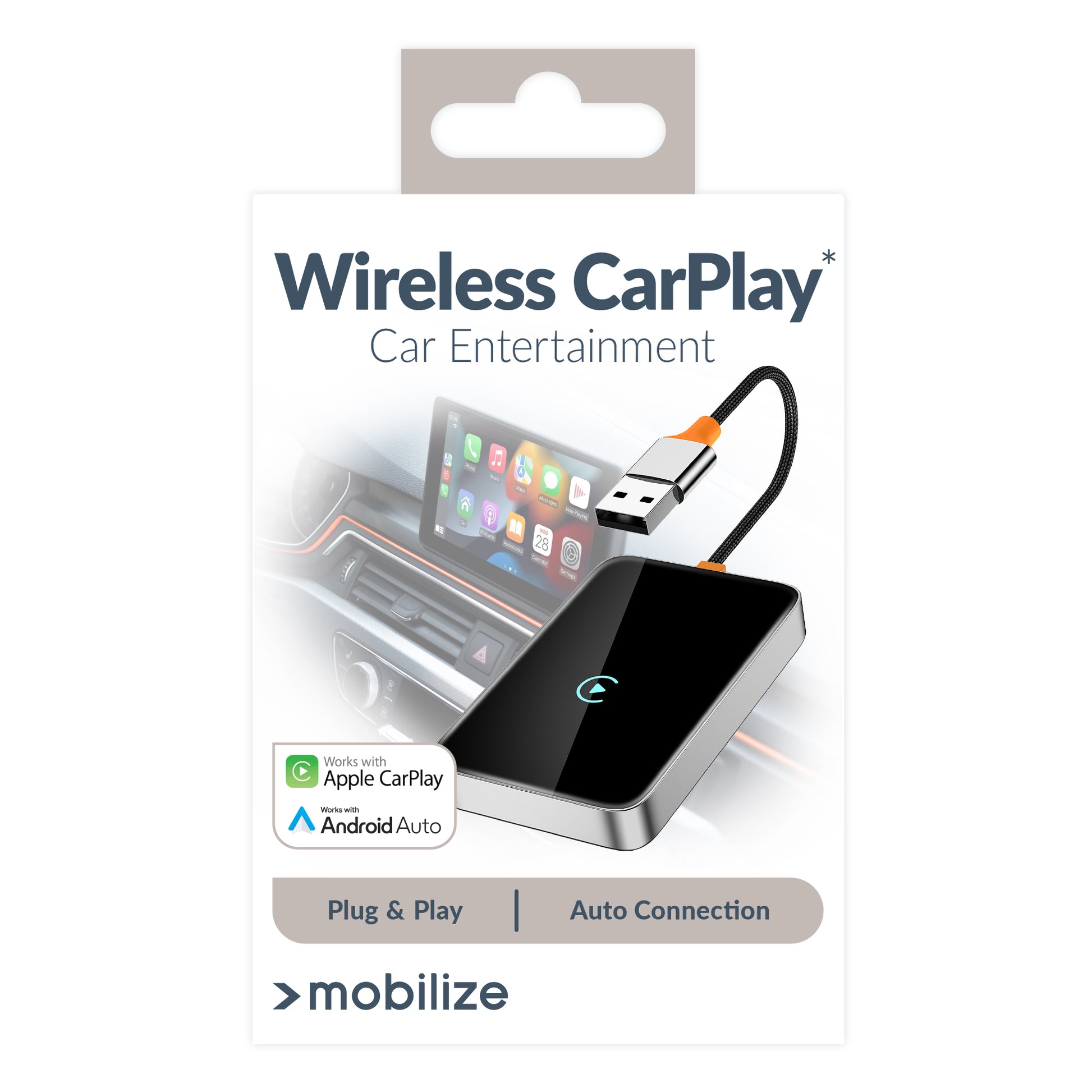 Mobilize Premium 2In1 Adapter For Wireless Apple Carplay/Android Auto Black