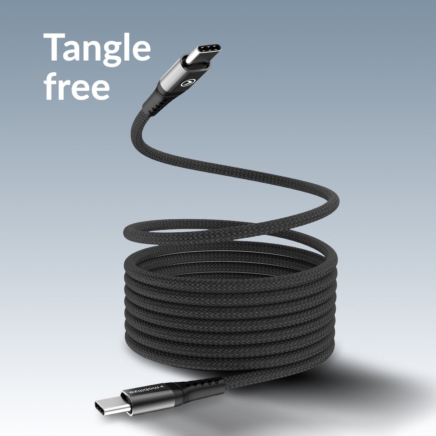 Mobilize Magnetic Nylon Cable - Usb-C To Usb-C - 2M. - 100W Black