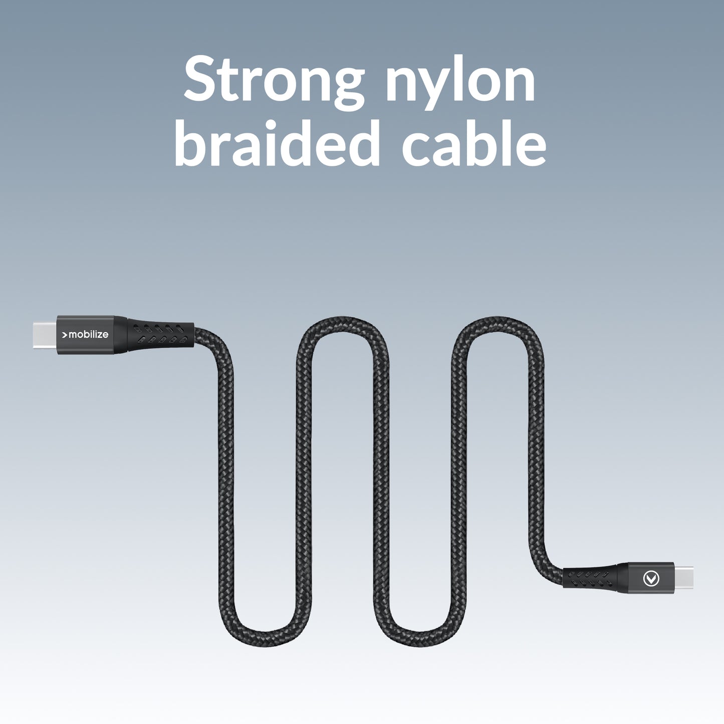 Mobilize Magnetic Nylon Cable - Usb-C To Usb-C - 2M. - 100W Black