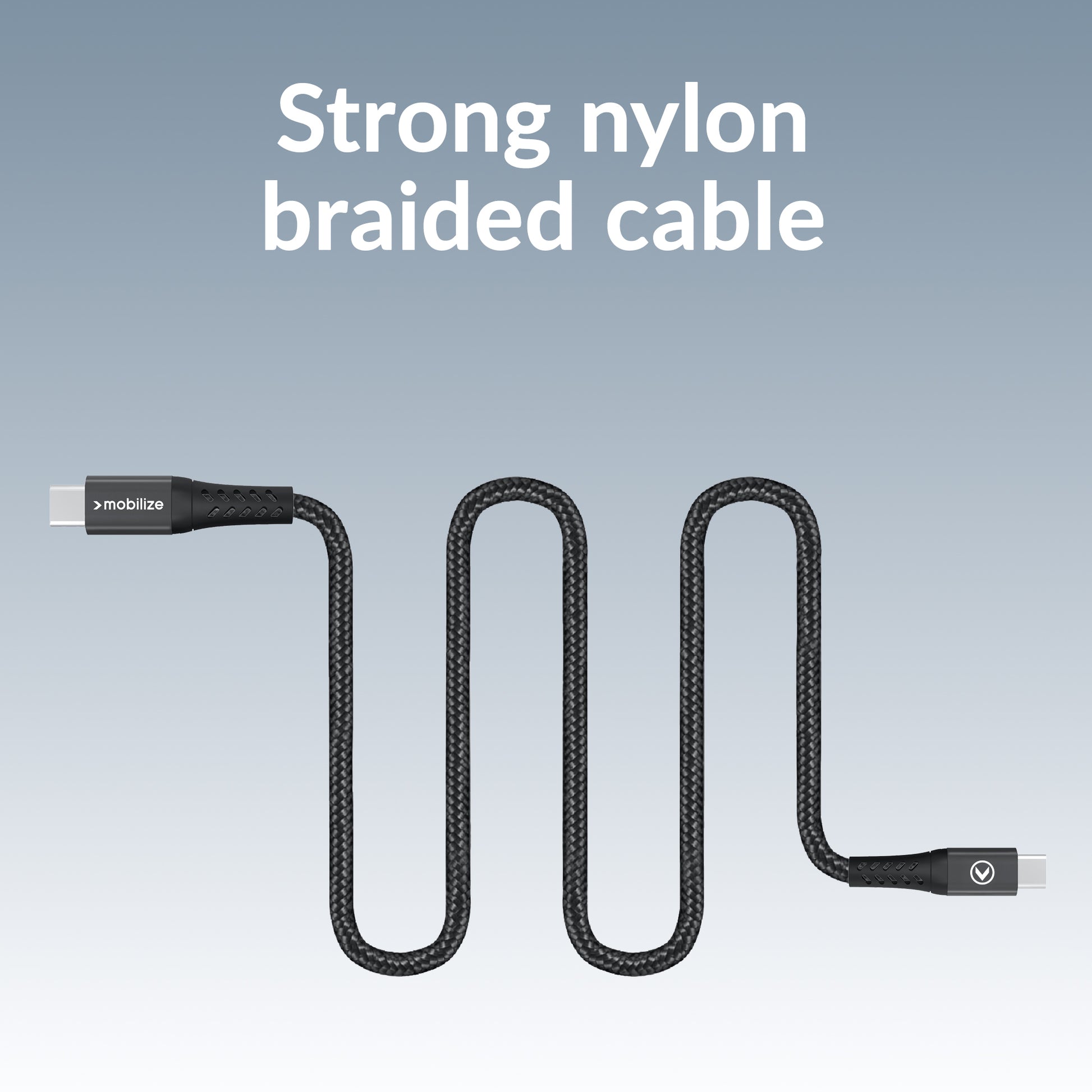 Mobilize Magnetic Nylon Cable - Usb-C To Usb-C - 2M. - 100W Black