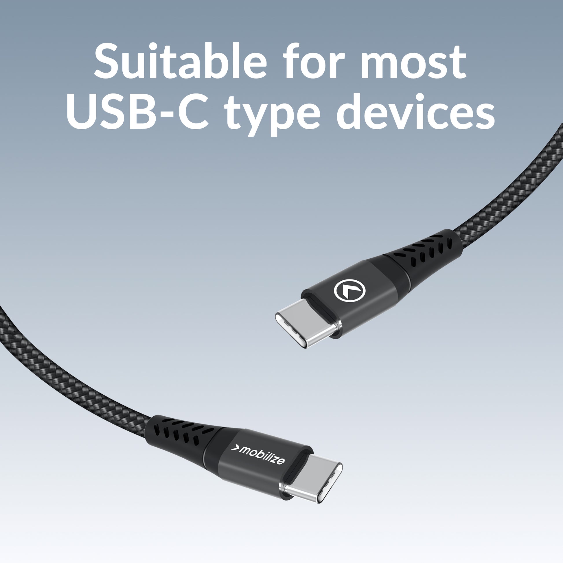 Mobilize Magnetic Nylon Cable - Usb-C To Usb-C - 2M. - 100W Black