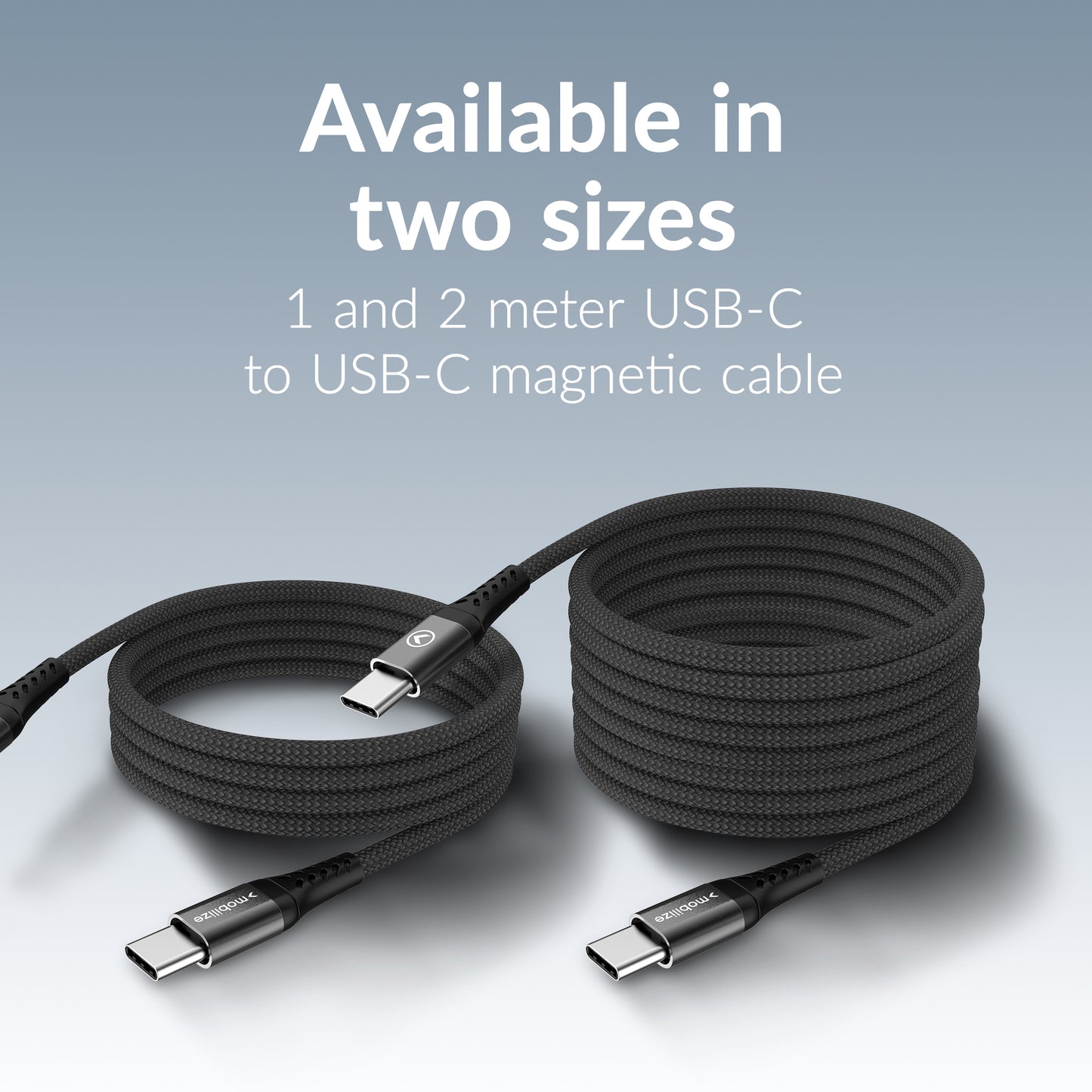 Mobilize Magnetic Nylon Cable - Usb-C To Usb-C - 2M. - 100W Black