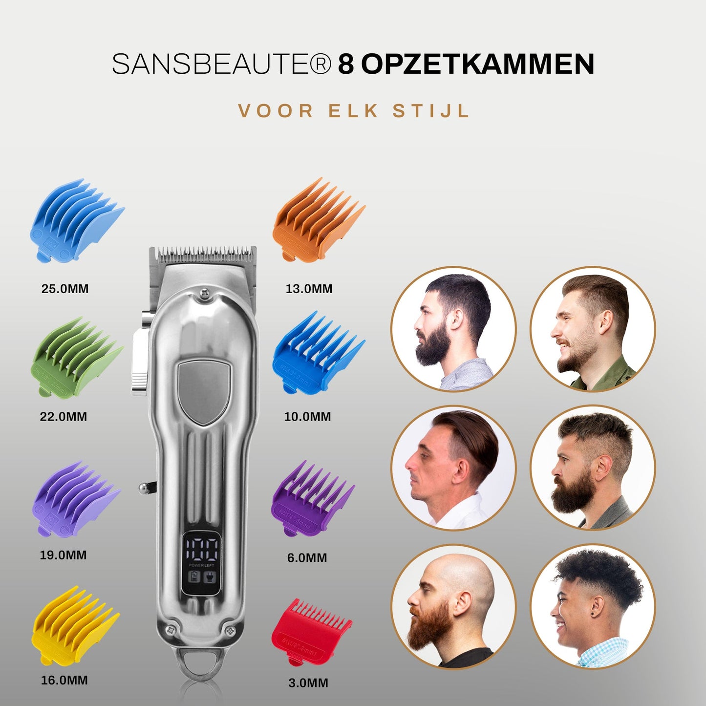 Sansbeauté® Professionele Tondeuse (8 Kammen)