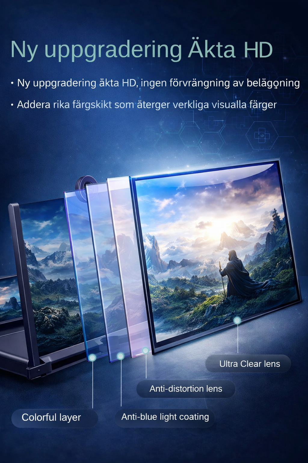 Mobilförstorare 10–12” med 3D-skärm och hållare