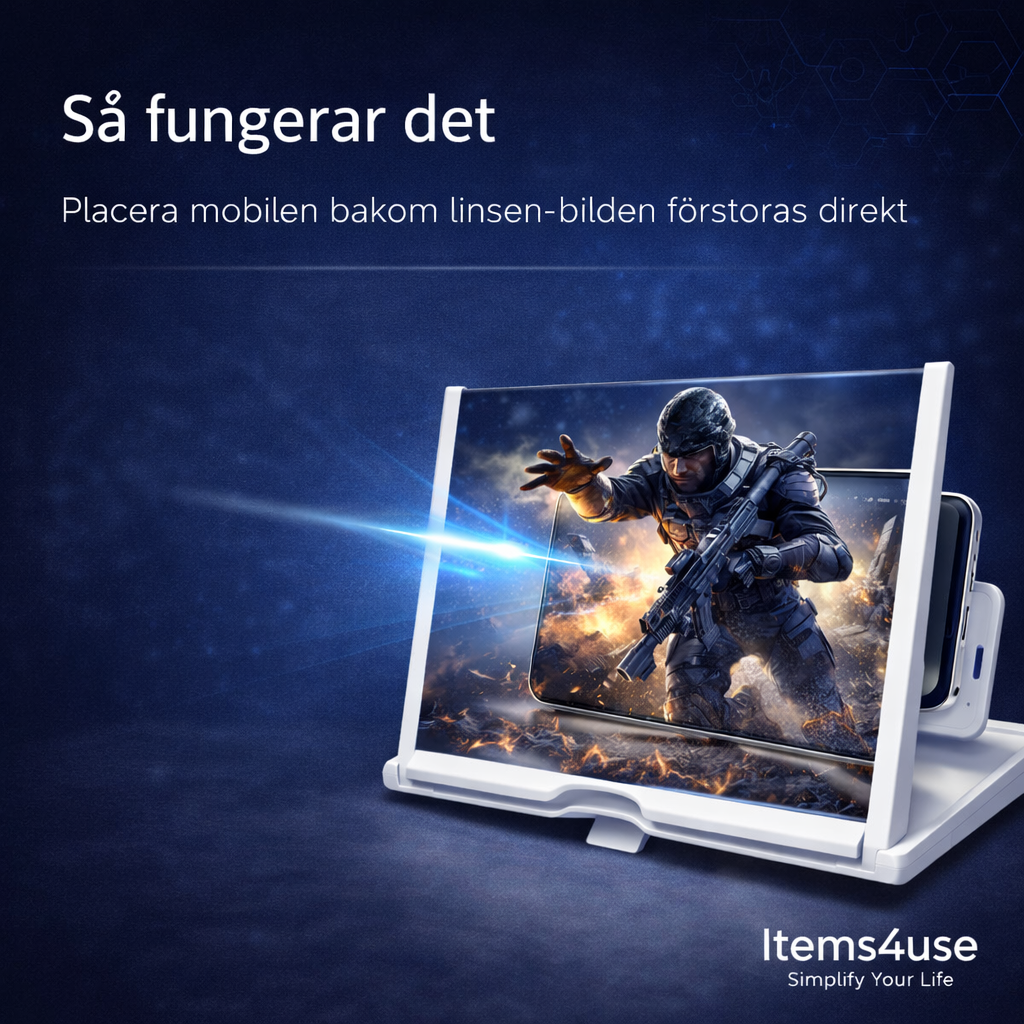 Mobilförstorare 10–12” med 3D-skärm och hållare
