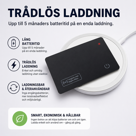 Ultratunn GPS-spårare – Hitta nycklar, plånbok & väskor via Apple Find My