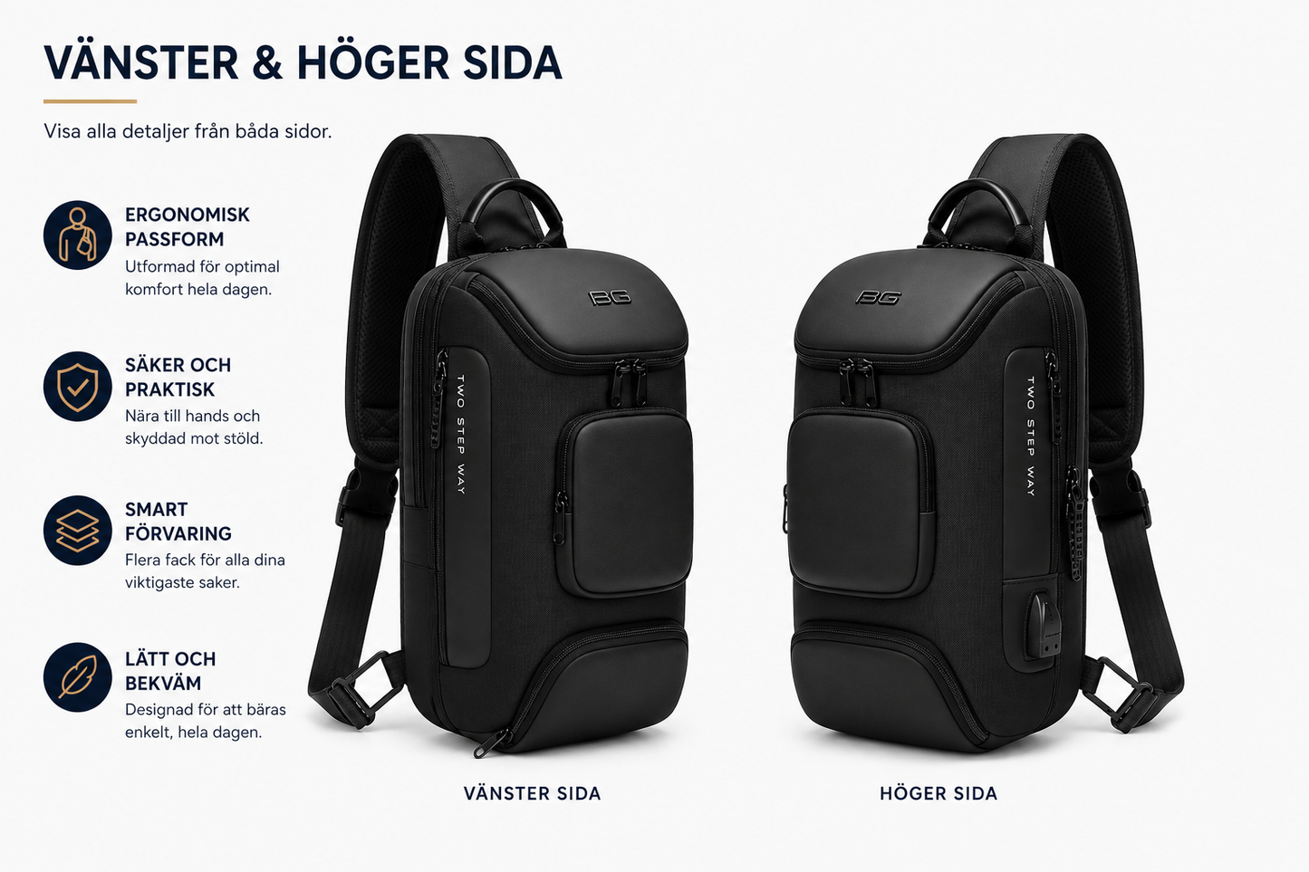 UrbanSwede™ Axel- & Bröstväska Crossbody – Vattentät och Anti-Stöld (Kopia)
