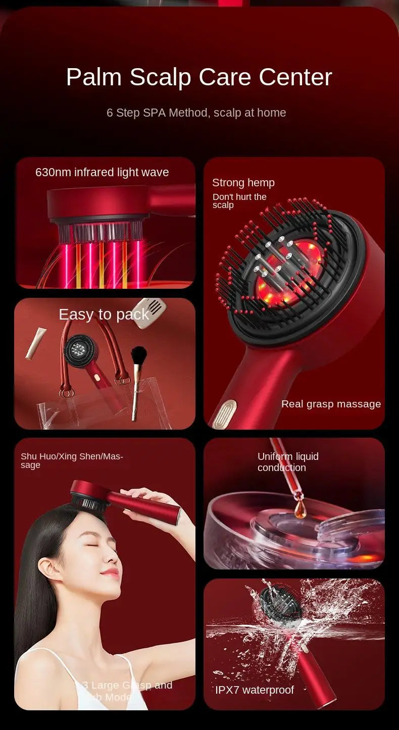 Elektrisk Massageborste LED Blått ljus  – Anti Håravfall och Hårväxtstimulering