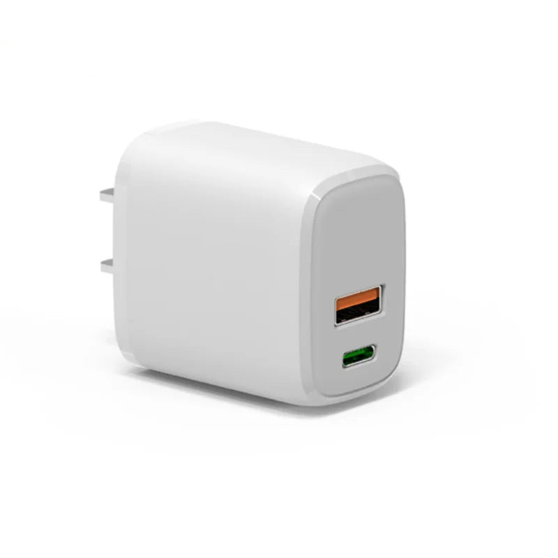 2-Port Väggladdare – PD20W/18W USB-A & Type-C Snabbladdning