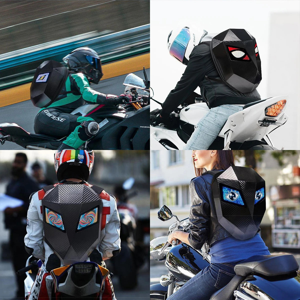 Ryggsäck för bl.a MC. App-kontrollerad LED-motiv. Var först. Köp NU!