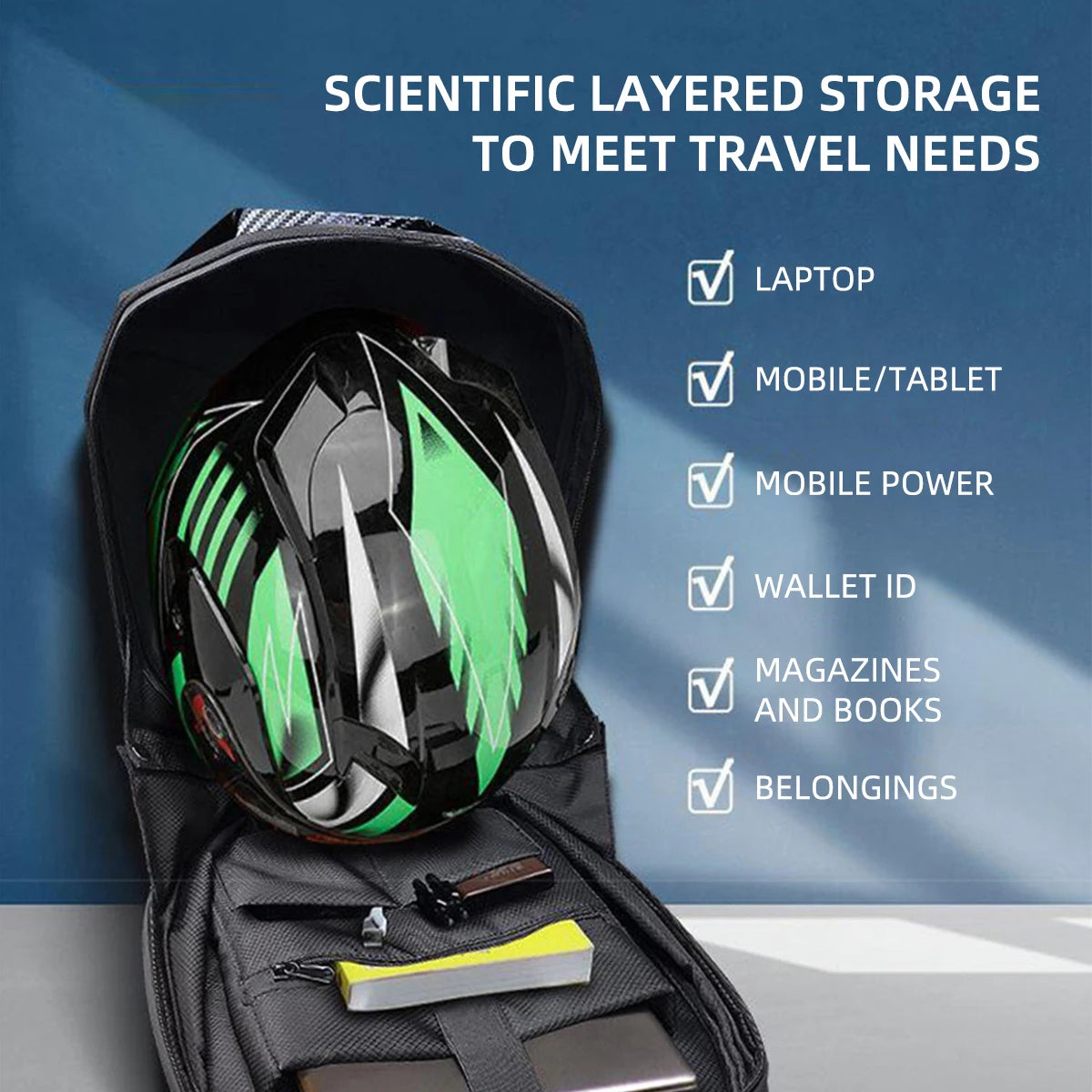 Ryggsäck för bl.a MC. App-kontrollerad LED-motiv. Var först. Köp NU!