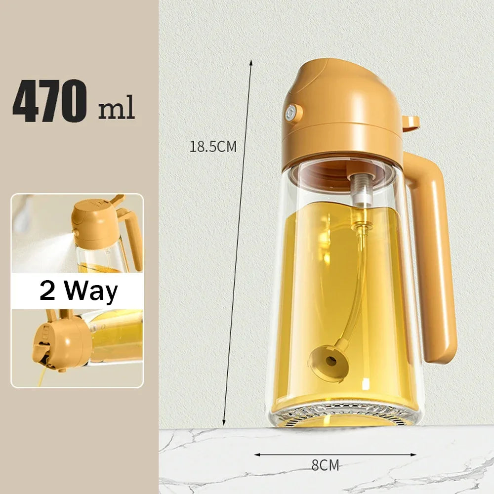 2-i-1 Oljesprayflaska 500 ml – Multifunktionell Oljedispenser för Matlagning, BBQ och Bakning